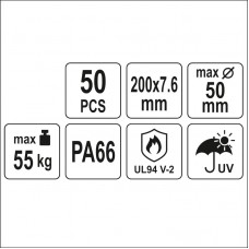YT-70630 YATO Set 50 coliere din plastic 200 x 7.6..